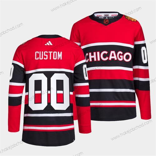 Muž Chicago Blackhawks Přizpůsobené Červené Černá 2022 Obrácený Retro Sešitý Dres