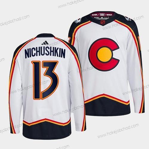 Muž Colorado Avalanche #13 Valeri Nichushkin Bílý 2022-23 Obrácený Retro Sešitý Dres