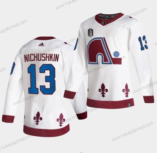 Muž Colorado Avalanche #13 Valeri Nichushkin Bílý 2022 Stanley Cup Final Patch Obrácený Retro Sešitý Dres