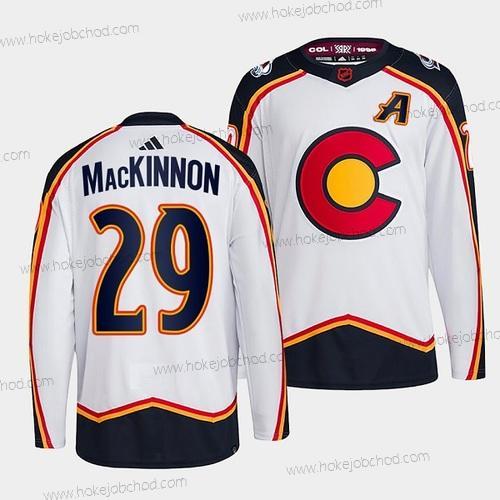 Muž Colorado Avalanche #29 Nathan Mackinnon Bílý 2022-23 Obrácený Retro Sešitý Dres