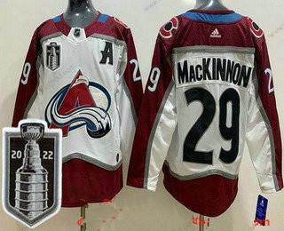 Muž Colorado Avalanche #29 Nathan Mackinnon Bílý 2022 Stanley Cup Sešitý Dres