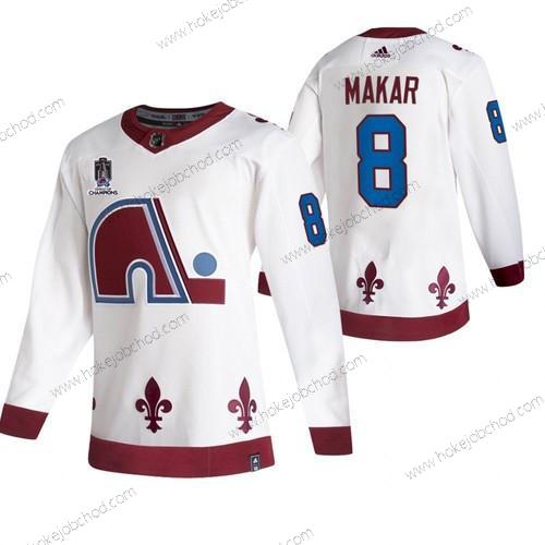 Muž Colorado Avalanche #8 Cale Makar 2022 Bílý Stanley Cup Champions Patch Sešitý Dres