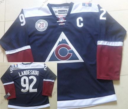 Muž Colorado Avalanche #92 Gabriel Landeskog Reebok Námořnictvo Modrý 20Th Náhradní Premier Dres