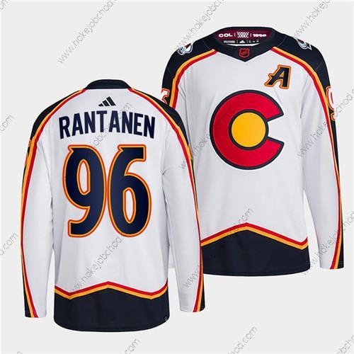 Muž Colorado Avalanche #96 Mikko Rantanen Bílý 2022-23 Obrácený Retro Sešitý Dres