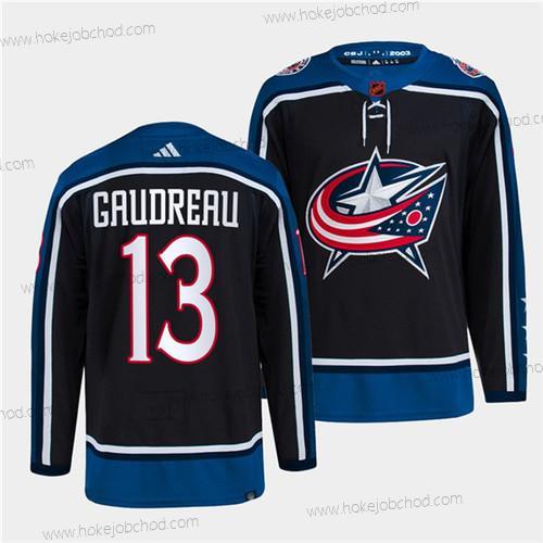 Muž Columbus Blue Jackets #13 Johnny Gaudreau Námořnictvo 2022 Obrácený Retro Sešitý Dres