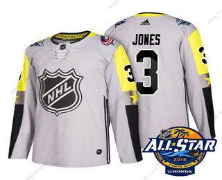 Muž Columbus Blue Jackets #3 Seth Jones Šedá 2018 NHL All-Star Sešitý Hokejový Dres