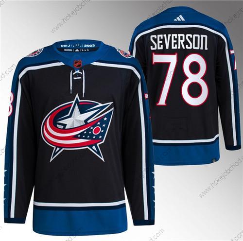 Muž Columbus Blue Jackets #78 Damon Severson Černá 2022-23 Obrácený Retro Sešitý Dres