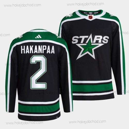 Muž Dallas Stars #2 Jani Hakanpaa 2022 Černá Obrácený Retro 2.0 Sešitý Dres