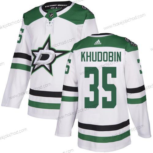 Muž Dallas Stars #35 Anton Khudobin Bílý Sešitý NHL Dres