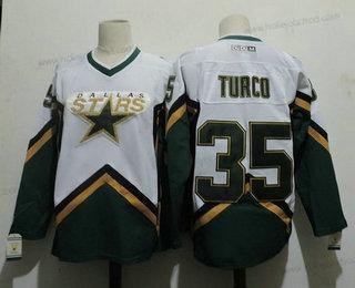 Muž Dallas Stars #35 Marty Turco 2003 CCM Retro Zelená Bílý Domácí NHL Dres