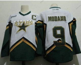 Muž Dallas Stars #9 Mike Modano 2005 Bílý CCM Sešitý Vintage Hokejový Dres