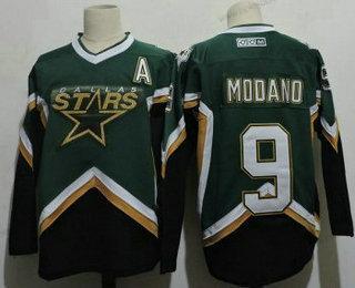 Muž Dallas Stars #9 Mike Modano 2005 Zelená CCM Sešitý Vintage Hokejový Dres