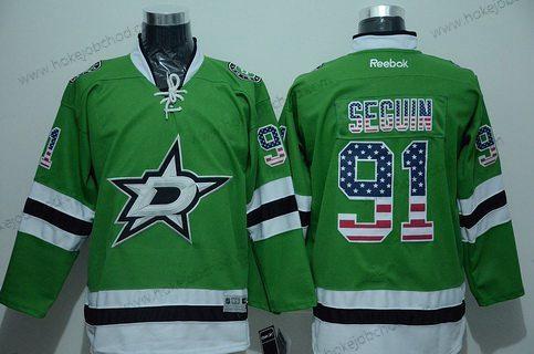 Muž Dallas Stars #91 Tyler Seguin Zelená USA Flag Hokejový Dres