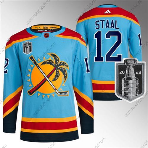 Muž Florida Panthers #12 Eric Staal Modrý 2023 Stanley Cup Final Obrácený Retro Sešitý Dres