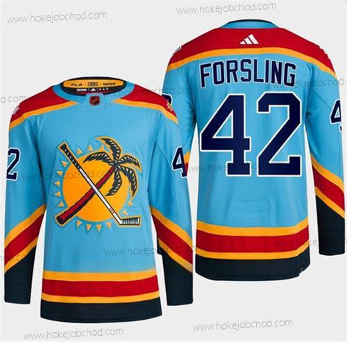 Muž Florida Panthers #42 Gustav Forsling Modrý 2022-23 Obrácený Retro Sešitý Dres