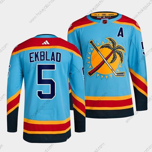 Muž Florida Panthers #5 Aaron Ekblad Modrý 2022 Obrácený Retro Sešitý Dres