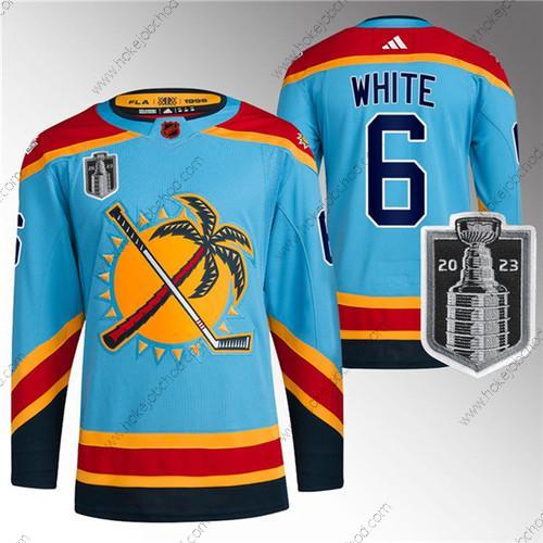 Muž Florida Panthers #6 Colin Bílý Modrý 2023 Stanley Cup Final Obrácený Retro Sešitý Dres