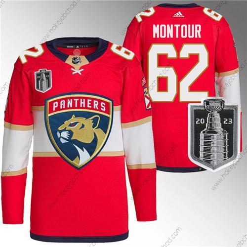 Muž Florida Panthers #62 Brandon Montour Červené 2023 Stanley Cup Final Sešitý Dres