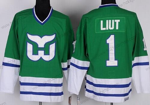 Muž Hartford Whalers #1 Mike Liut Zelená Retro CCM Dres