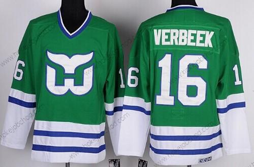 Muž Hartford Whalers #16 Pat Verbeek Zelená Retro CCM Dres