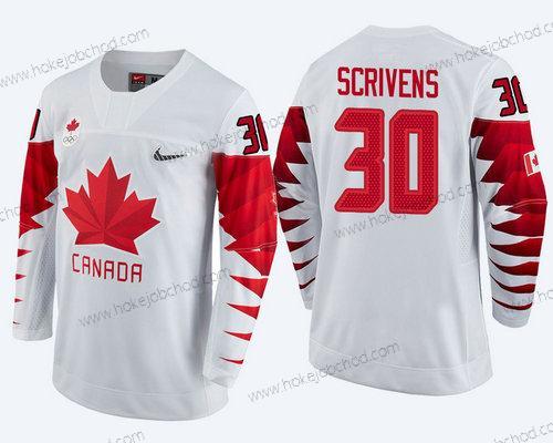 Muž Kanada Tým #30 Ben Scrivens Bílý 2018 Zimní Olympics Dres