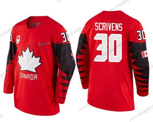 Muž Kanada Tým #30 Ben Scrivens Červené 2018 Zimní Olympics Dres