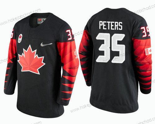 Muž Kanada Tým #35 Justin Peters Černá 2018 Zimní Olympics Dres