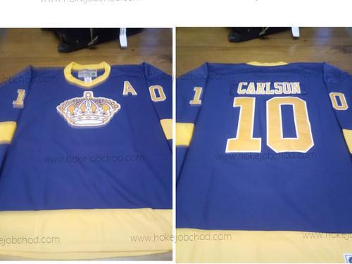 Muž Los Angeles Kings #10 Carlson Nachový Žlutá CCM Retro Dres