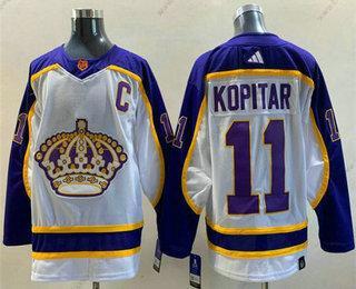 Muž Los Angeles Kings #11 Anze Kopitar Bílý 2022 Obrácený Retro Sešitý Dres