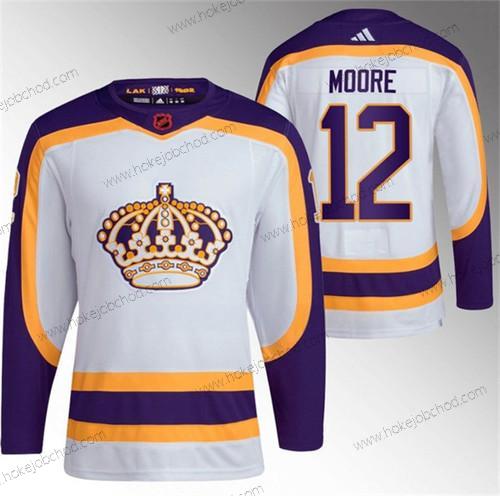 Muž Los Angeles Kings #12 Trevor Moore Bílý 2022 Obrácený Retro Sešitý Dres