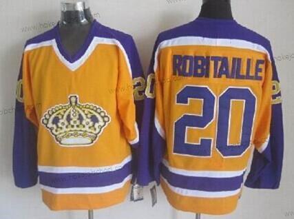 Muž Los Angeles Kings #20 Luc Robitaille Žlutá With Nachový Retro CCM Dres