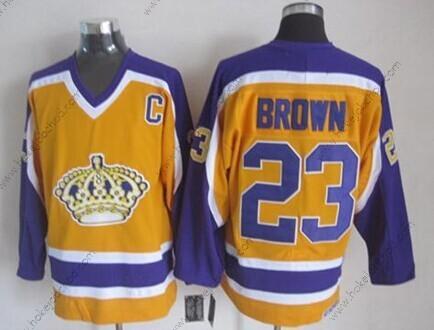 Muž Los Angeles Kings #23 Dustin Brown Žlutá Retro CCM Dres