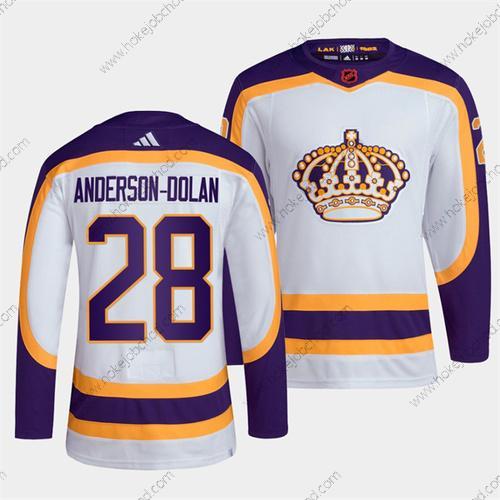 Muž Los Angeles Kings #28 Jaret Anderson-Dolan Bílý 2022 Obrácený Retro Sešitý Dres