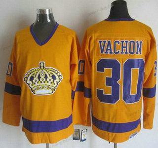 Muž Los Angeles Kings #30 Rogie Vachon 1970-71 Žlutá CCM Vintage Dres