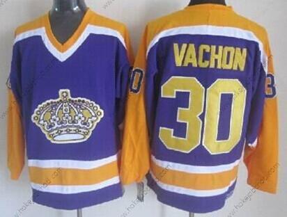 Muž Los Angeles Kings #30 Rogie Vachon Nachový With Žlutá Retro CCM Dres