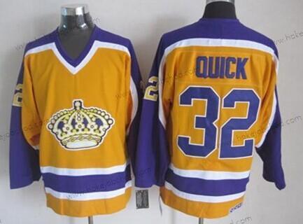 Muž Los Angeles Kings #32 Jonathan Quick Žlutá Retro CCM Dres