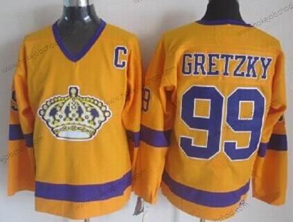 Muž Los Angeles Kings #99 Wayne Gretzky Žlutá Retro CCM Dres