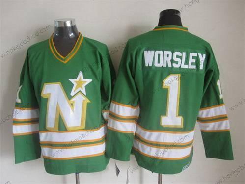 Muž Minnesota North Dallas Stars #1 Gump Worsley 1977-78 Zelená CCM Vintage Dres