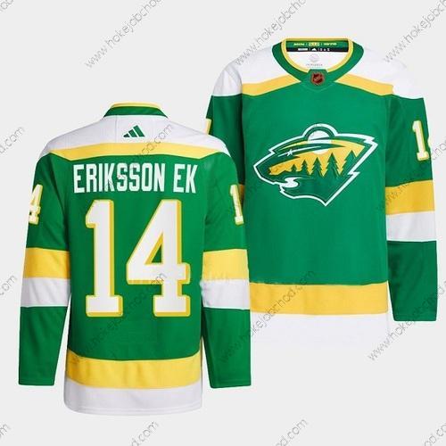 Muž Minnesota Wild #14 Joel Eriksson Ek Zelená 2022-23 Obrácený Retro Sešitý Dres