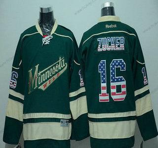 Muž Minnesota Wild #16 Jason Zucker Zelená USA Flag Hokejový Dres