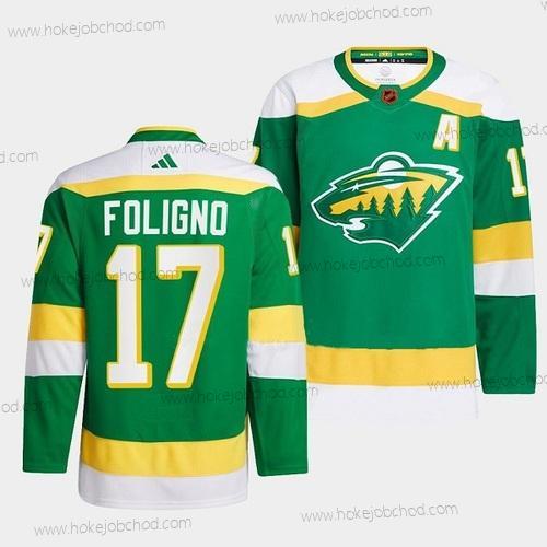 Muž Minnesota Wild #17 Marcus Foligno Zelená 2022-23 Obrácený Retro Sešitý Dres