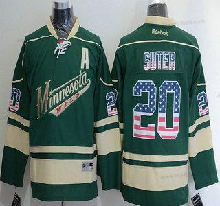 Muž Minnesota Wild #20 Ryan Suter Reebok Zelená Náhradní NHL USA Flag Dres