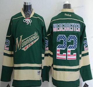 Muž Minnesota Wild #22 Nino Niederreiter Reebok Zelená Náhradní NHL USA Flag Dres