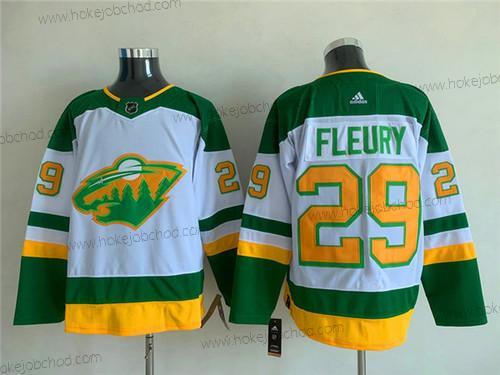 Muž Minnesota Wild #29 Marc-Andre Fleury Bílý Zelená Sešitý Dres