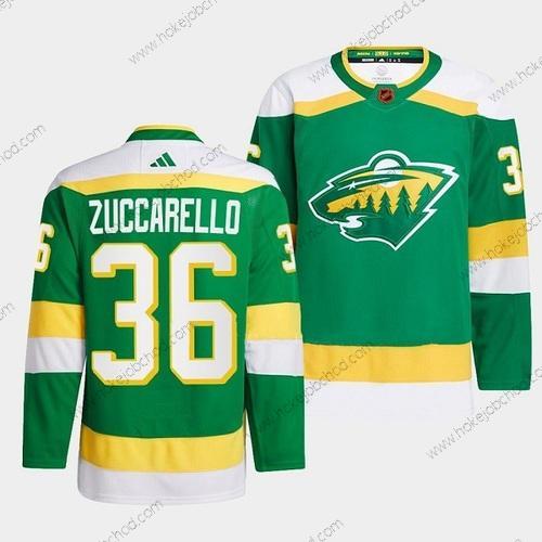 Muž Minnesota Wild #36 Mats Zuccarello Zelená 2022-23 Obrácený Retro Sešitý Dres