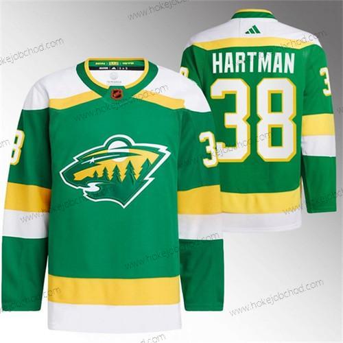 Muž Minnesota Wild #38 Ryan Hartman Zelená 2022-23 Obrácený Retro Sešitý Dres