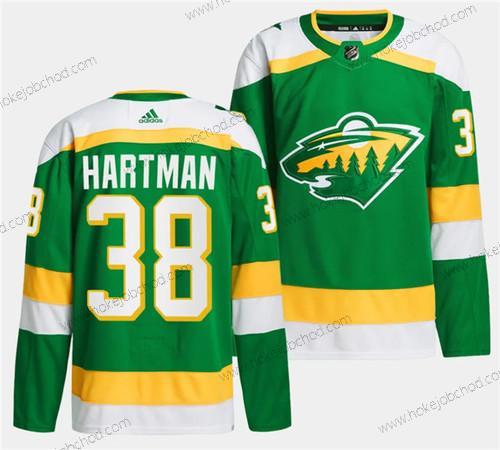 Muž Minnesota Wild #38 Ryan Hartman Zelená 2023-24 Sešitý Dres