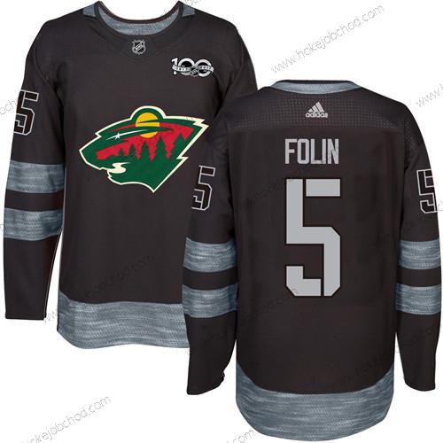 Muž Minnesota Wild #5 Christian Folin Černá 1917-2017 100th Výročí Sešitý NHL Dres