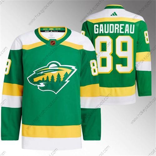 Muž Minnesota Wild #89 Frederick Gaudreau Zelená 2022-23 Obrácený Retro Sešitý