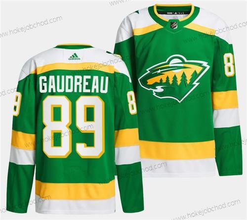 Muž Minnesota Wild #89 Frederick Gaudreau Zelená 2023-24 Sešitý Dres